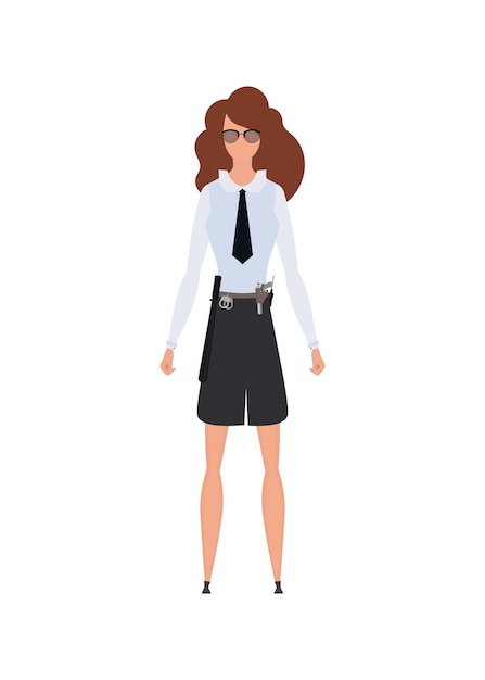 Lady police officer in uniform Isolated Vector illustration