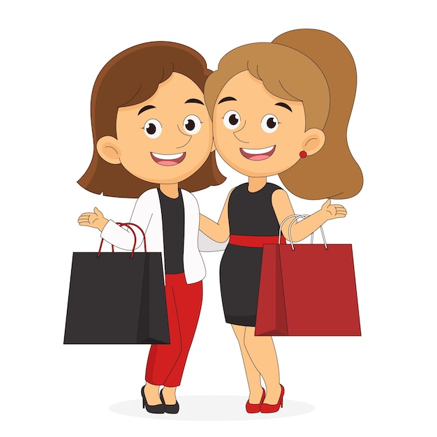 Lady Shopping Fashion Shopper Fun Girls Woman with Shopping Bags