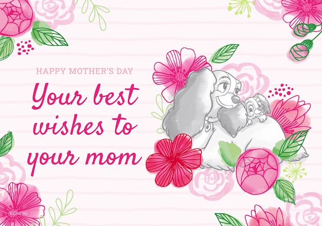 Vector lady and the tramp mother's day card