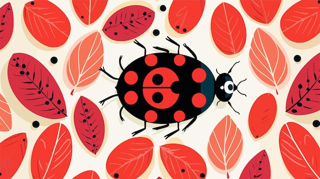 Vector ladybug pattern cover design for print