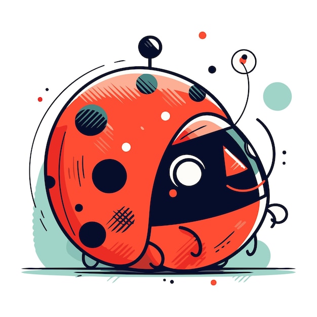 Ladybug vector illustration Cute cartoon ladybird with face