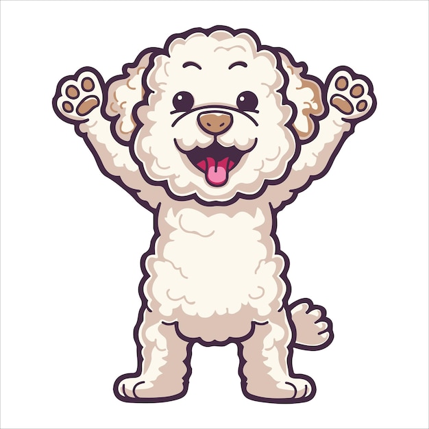 A Lagotto Romagnolo Dog dancing with joy and confidence Dog Cartoon isolated vector illustration