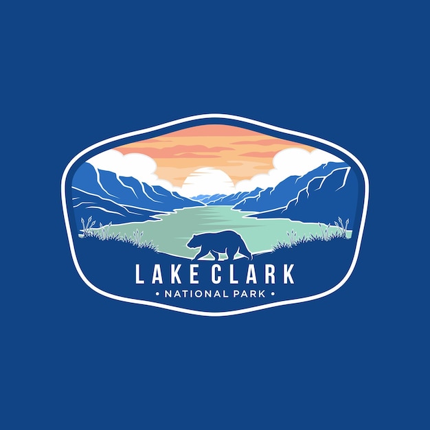 Vector lake clark national park emblem patch logo illustration