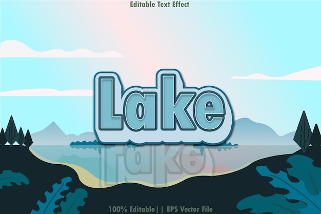 Lake Editable Text Effect Emboss Cartoon Style