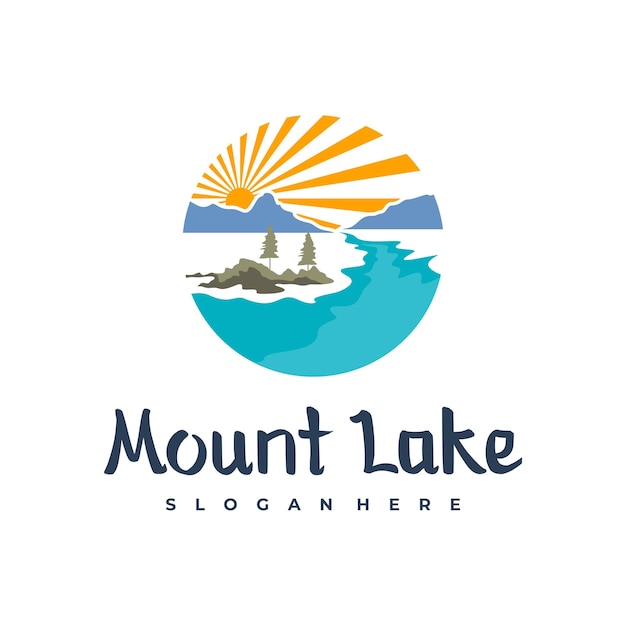 Lake logo design template Mount Lake vector illustration Badge design