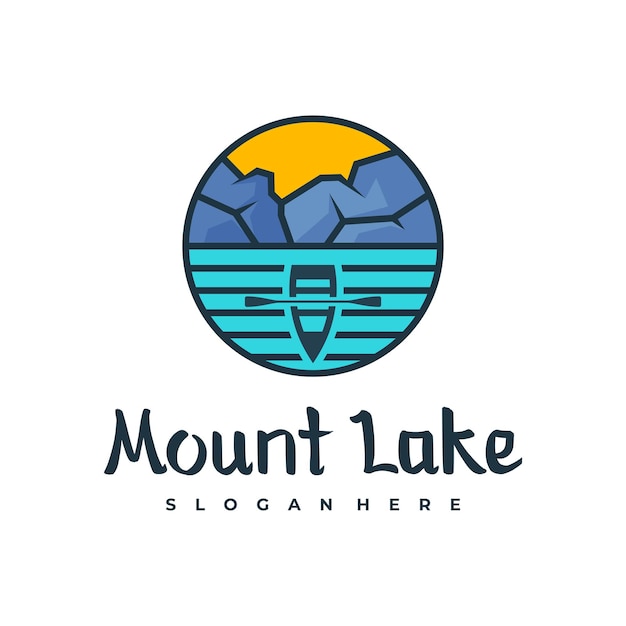 Lake logo design template Mount Lake vector illustration Badge design