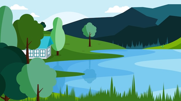 Lake Scenery Background EPS 10 Free Vector