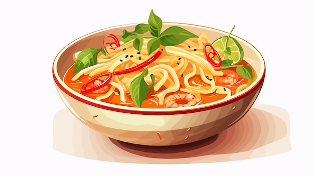 Vector laksa soup with noodles vector illustration