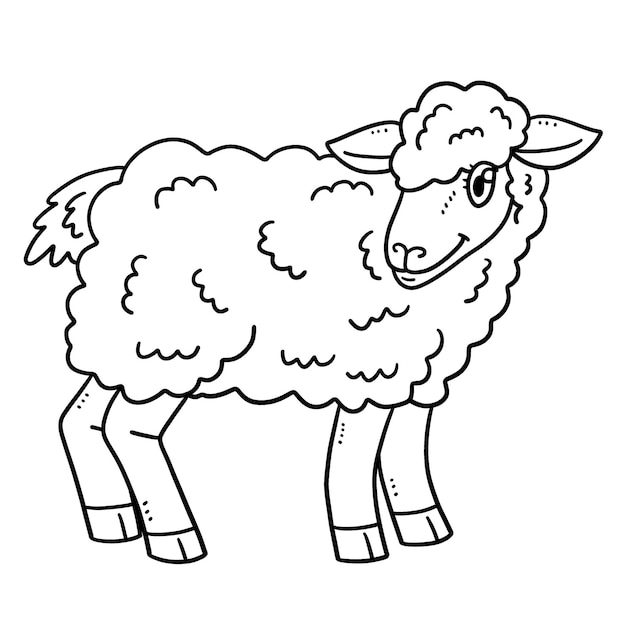 Lamb Isolated Coloring Page for Kids