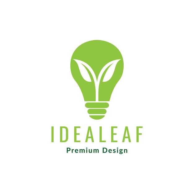 Lamp bulb with plant leaf growth logo design vector graphic symbol icon illustration creative idea