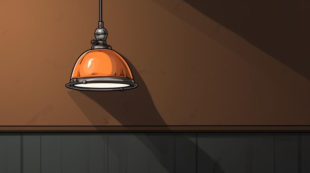 Vector a lamp hanging from a ceiling with a brown background