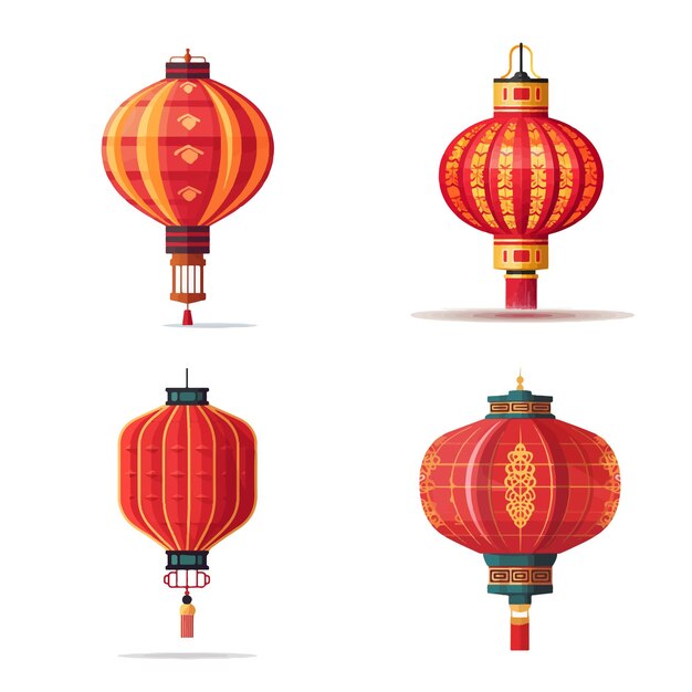 Vector lampion lantern traditional chinese decoration vector