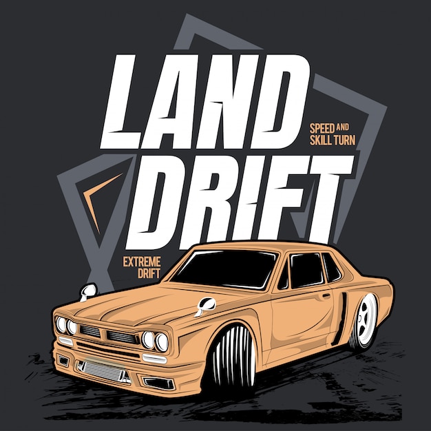 Land drift, illustration of a classic car