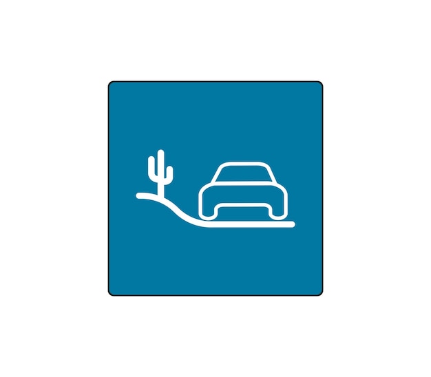 Land road sign. Car traction system control sign. Modern car sketch drawing.