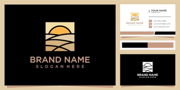 Land and sun logo design concept