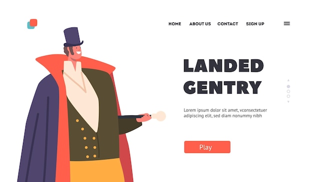 Landed Gentry Landing Page Template Man of Nineteenth Century English Victorian Gentleman Wear Vintage Clothing