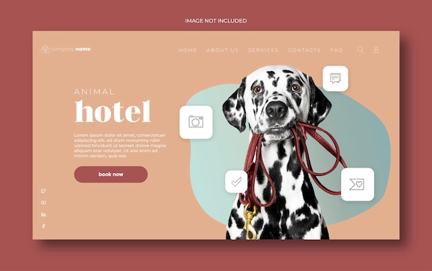 Vector landin page template animal hotel pet hotel