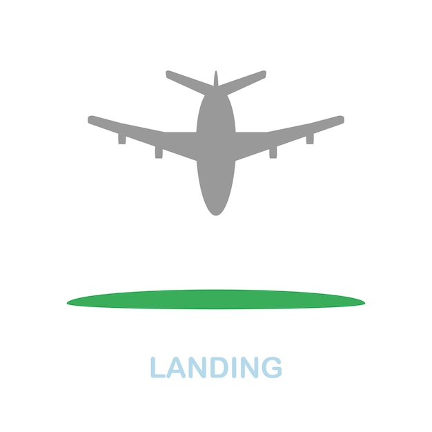 Landing flat icon Colored element sign from airport collection Flat Landing icon sign for web design infographics and more