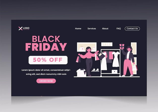 Landing page of black friday super sales design template