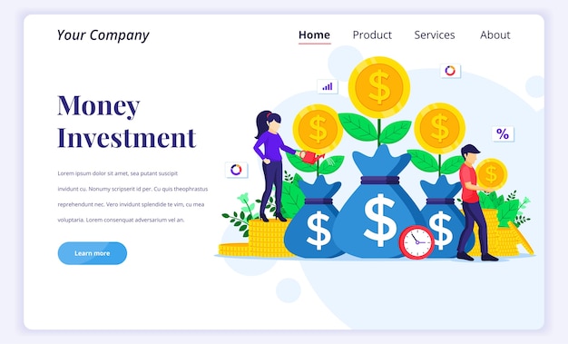 Landing page  concept of Money investment