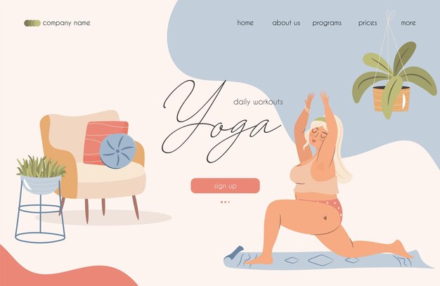 Vector landing page concept for online yoga classes vector illustration