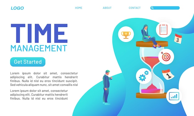 landing page concept in the world of work with people who must comply with time management