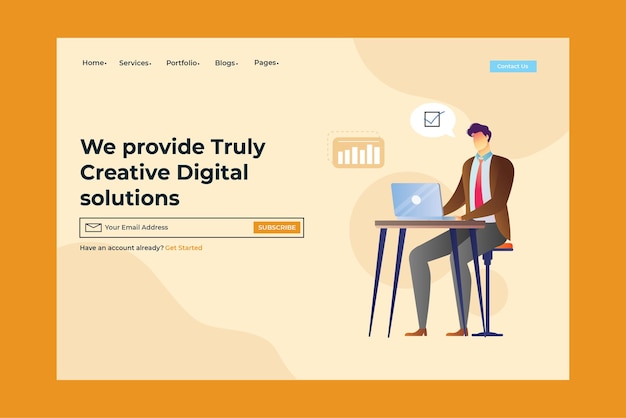 Landing page for creative and innovative solution Premium Vector