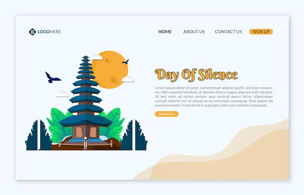 Landing page Day of silence nyepi illustration Free Vector