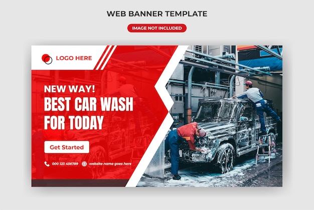 Landing page design for car wash service or rent a car banner template