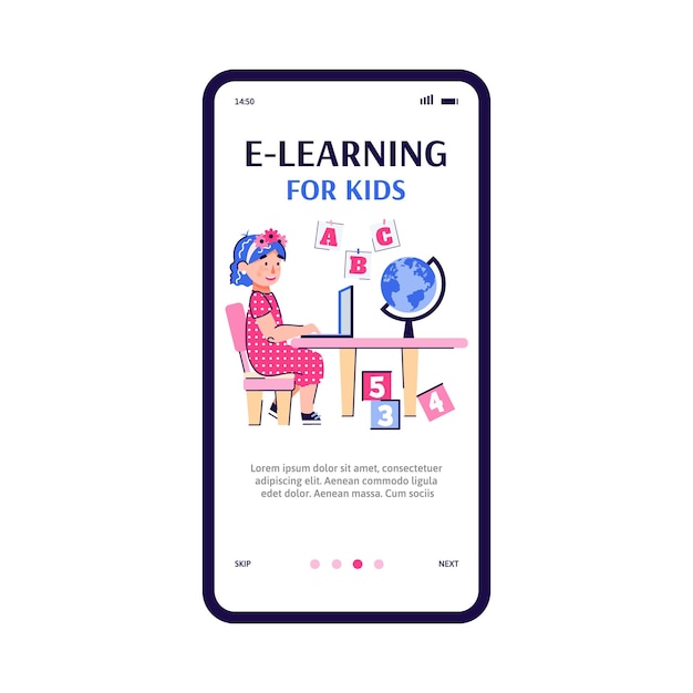 Landing page design of eeducation for kids on the phone screen