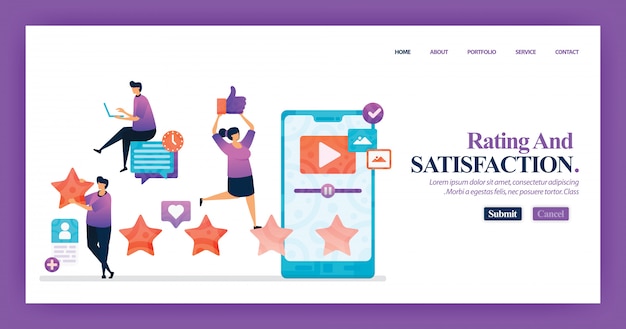 Landing page design of Satisfaction Rating