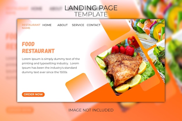 Vector landing page design template. restaurant food delivery