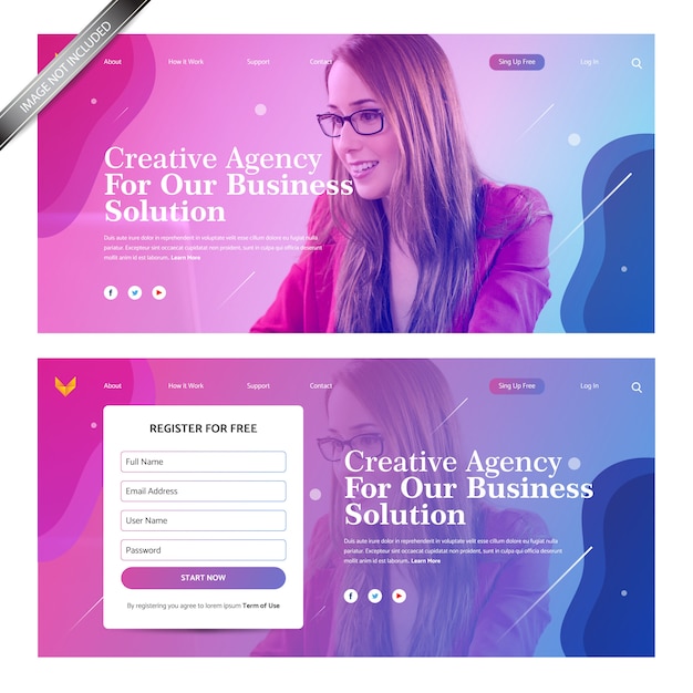 Landing Page Design with Gradient Background