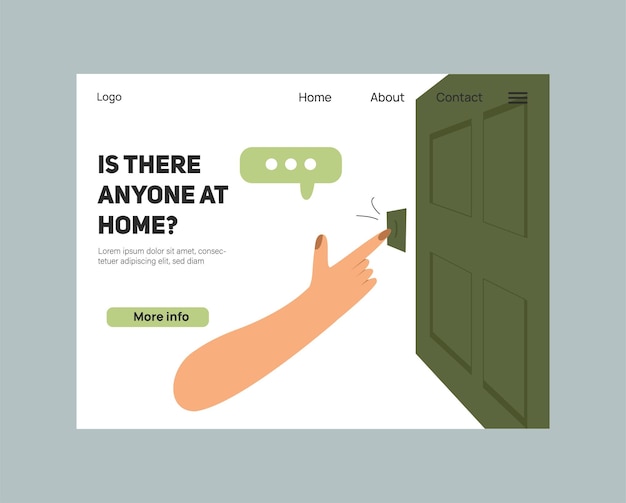 Landing page design with hand knock in the door