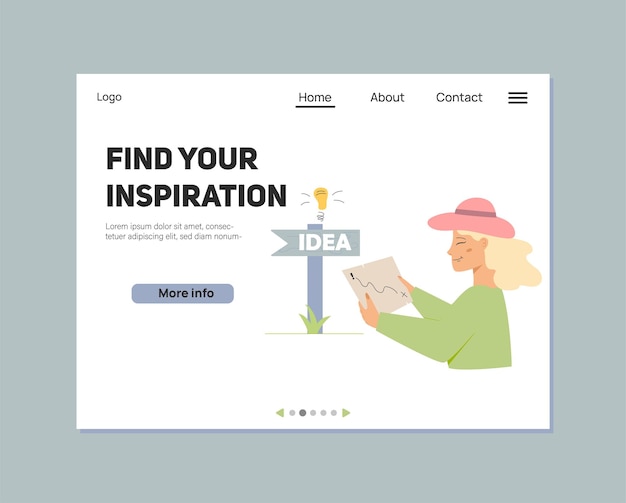 Landing page design with seaching idea concept Girl with map