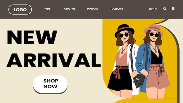 Vector landing page fashion