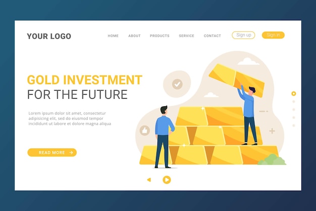 Landing page gold investment safe haven in financial crisis or wealth management and asset allocati