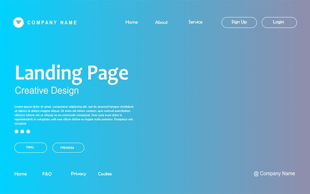 Vector landing page. gradient creative abstract landing page template for website and mobile website.