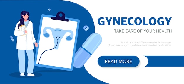 Landing page of the gynecologist website The concept of medicine and health Vector