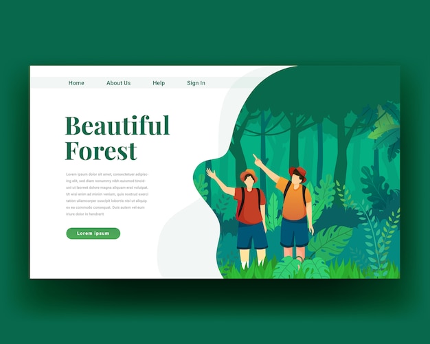 Landing page Landing page of Two Character Walk in the Forest with Backpack