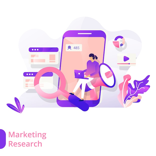 Landing Page Marketing Research vector illustration modern concept