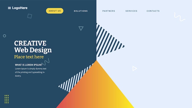 Landing page modern background with memphis abstract concept