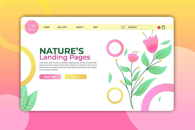 Vector landing page rose or web page  for beauty template design