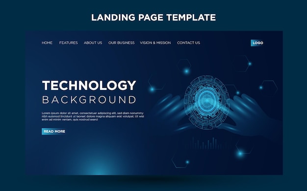 Landing page technology background for your web developer