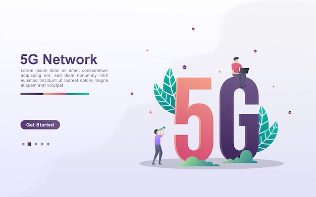 Landing page template of 5G Network in gradient effect style