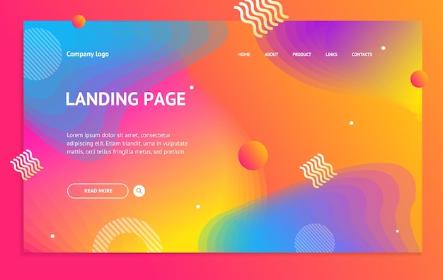 Landing Page Template on Abstract Color Background Design Vector