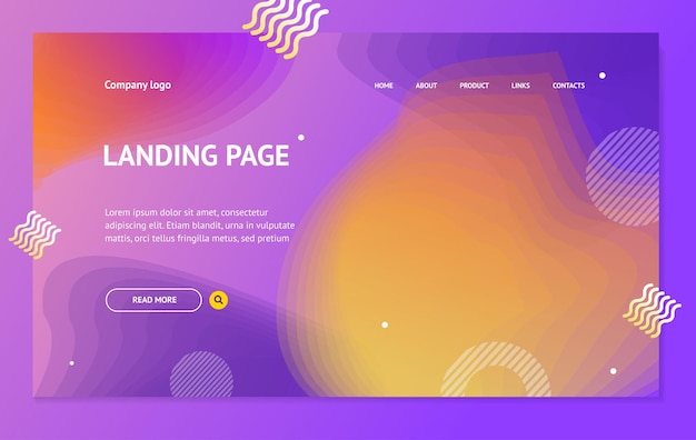 Landing Page Template on Abstract Color Background Design Vector