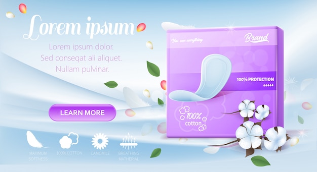 Landing Page template Advertising Soft Pads in Violet Pack