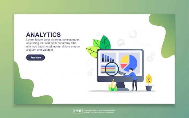 Landing page template of analytics. Modern flat design concept of web page design for website and mobile website.