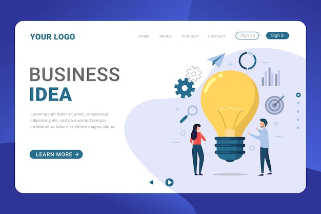 Landing page template business idea vector flat design